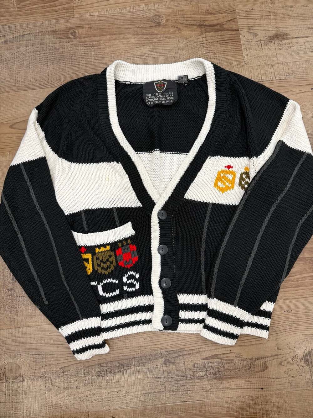 Vintage Torque B&W Cardigan Sweater Granny Cottagecore Teachercore